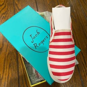 Jack Rogers Jane Shoes - size 6.5 Red/White